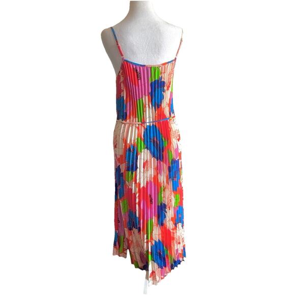 Sam Edelman Dress Sz M NWT Floral Pleated Midi Bohemian Glam Coastal Romantic - Picture 3 of 5